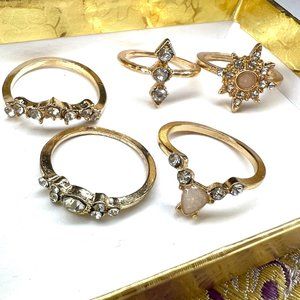 Gold Tone Rings 5 for $30 with pouch